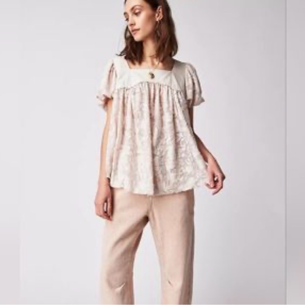 NWT Free People Sunrise to Sunset Top in Champagne Dreams, size L